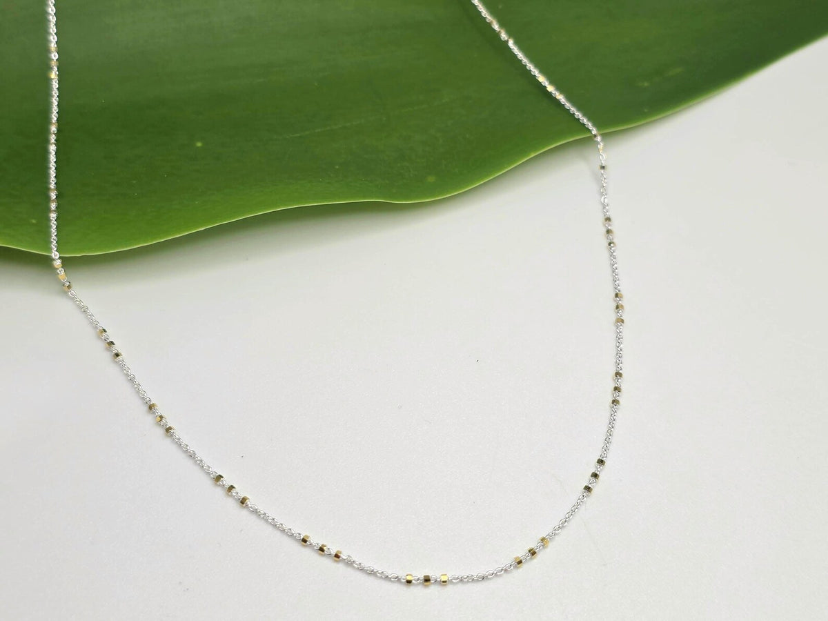 Three Bead Satellite Chain Necklace, Sterling Silver, Gold Vermeil My Store