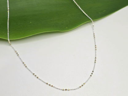 Three Bead Satellite Chain Necklace, Sterling Silver, Gold Vermeil My Store