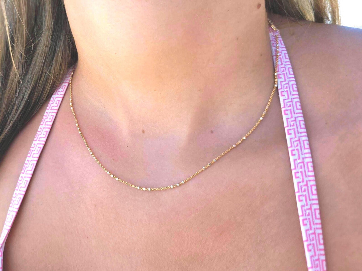 Three Bead Satellite Chain Necklace, Sterling Silver, Gold Vermeil My Store