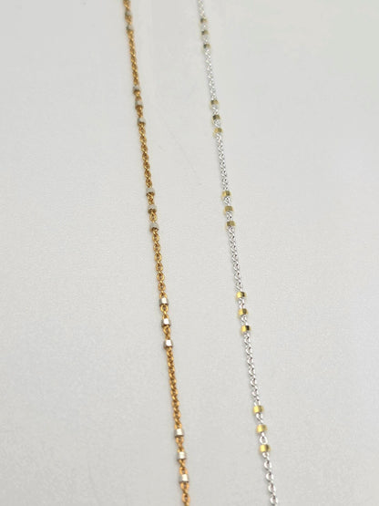 Three Bead Satellite Chain Necklace, Sterling Silver, Gold Vermeil My Store