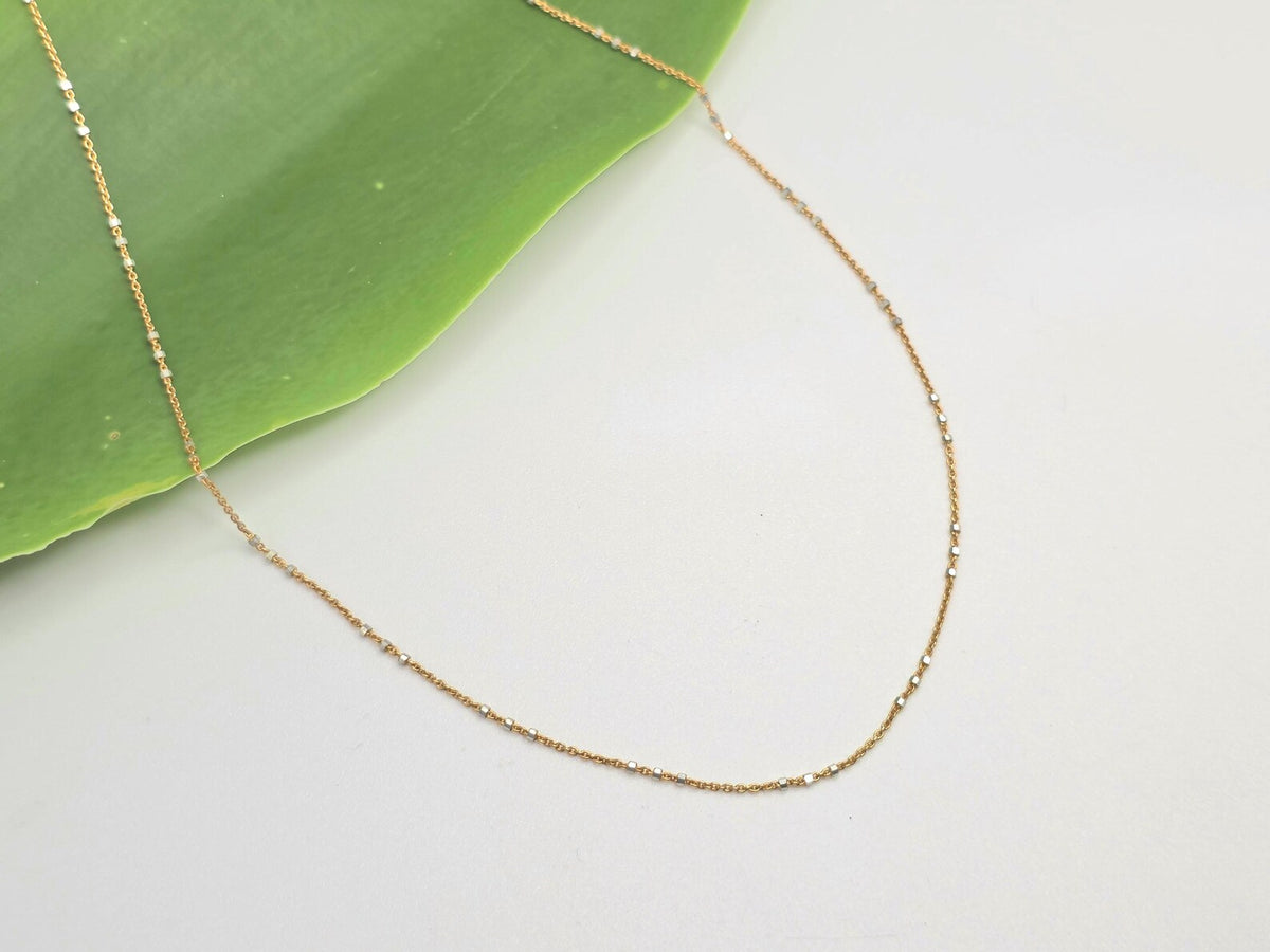 Three Bead Satellite Chain Necklace, Sterling Silver, Gold Vermeil My Store