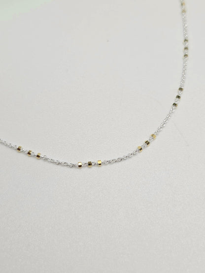 Three Bead Satellite Chain Necklace, Sterling Silver, Gold Vermeil My Store