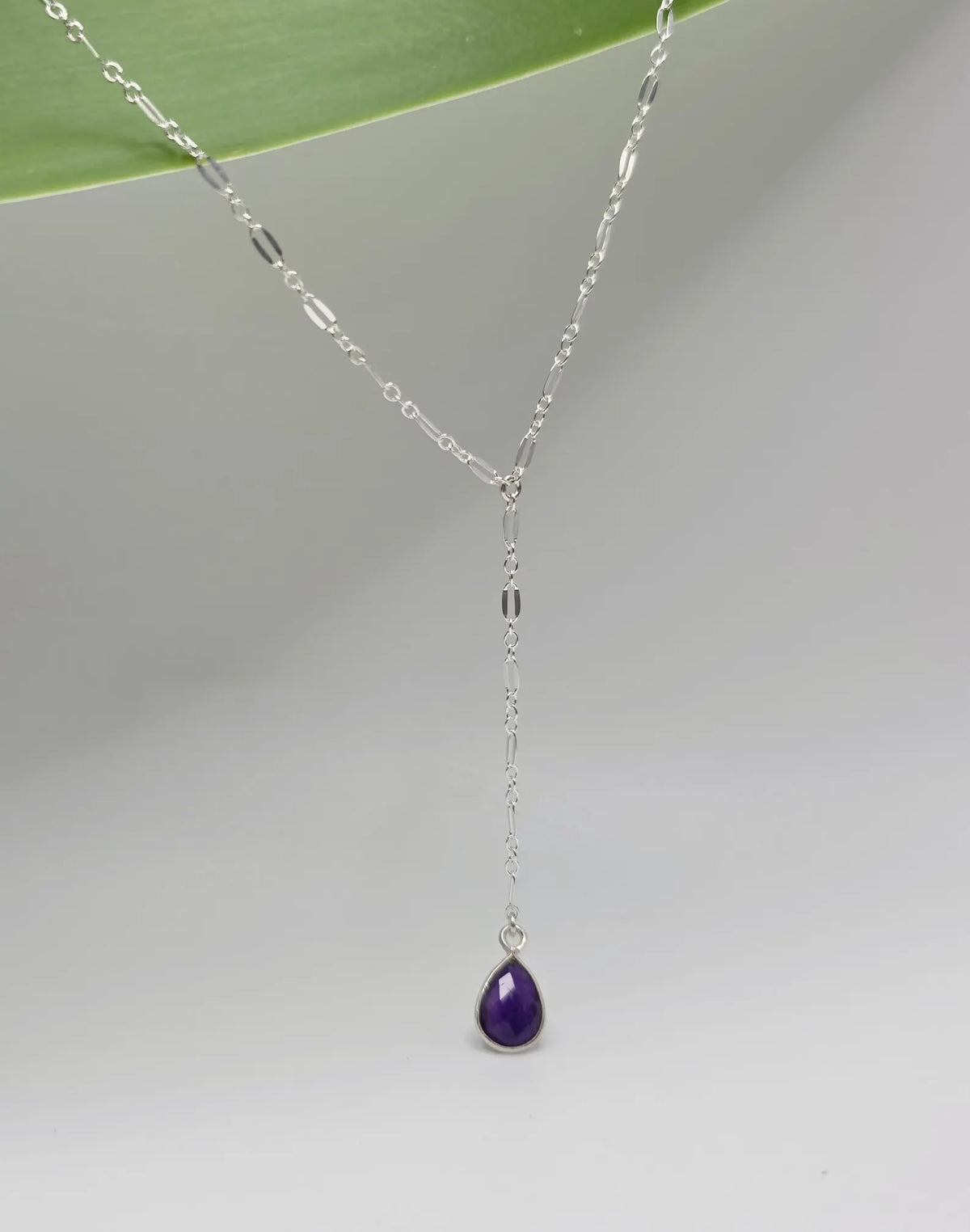 Sparkly Y Necklace with Gemstone, Sterling Silver, 14k Gold Fill My Store