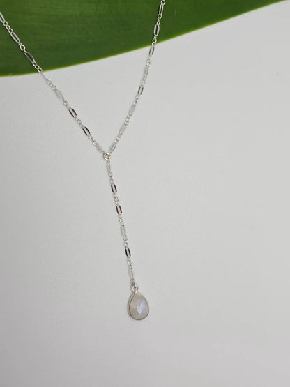 Sparkly Y Necklace with Gemstone, Sterling Silver, 14k Gold Fill My Store