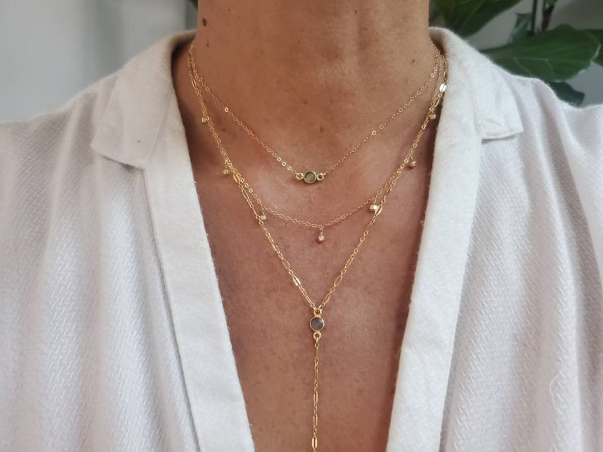 Layered Labradorite Bezel, 3 Necklace Set, 14k Gold Filled, Sterling Silver My Store