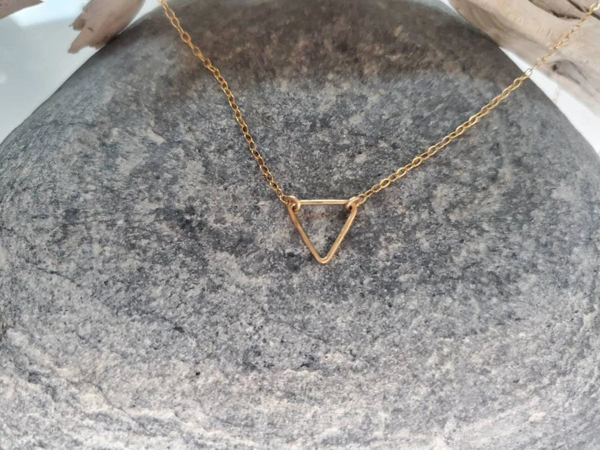Layered Open Triangle, Labradorite Bezel, 3 Necklace Set, 14k Gold Filled, Sterling Silver My Store