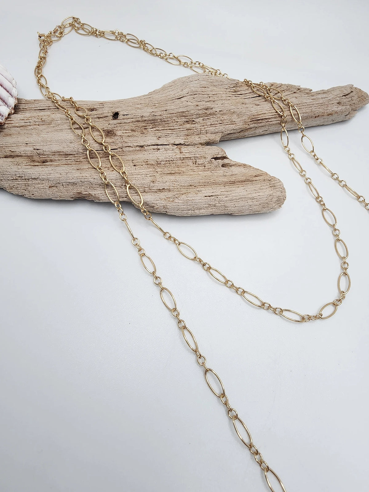 Long Gold Filled Figaro Chain Wrap Necklace My Store
