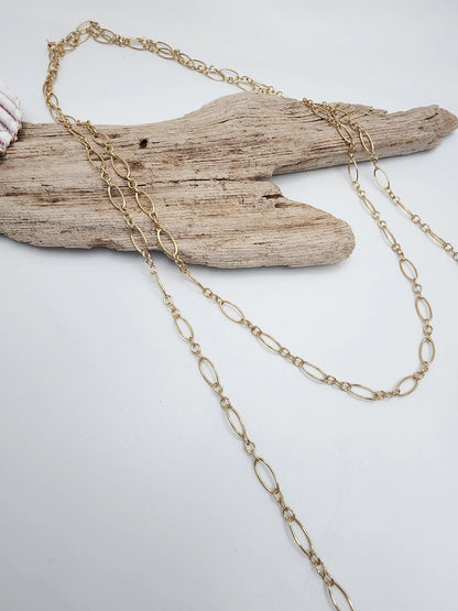 Long Gold Filled Figaro Chain Wrap Necklace My Store