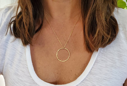 Large Circle Pendant Necklace, Sterling Silver, 14k Gold Fill My Store