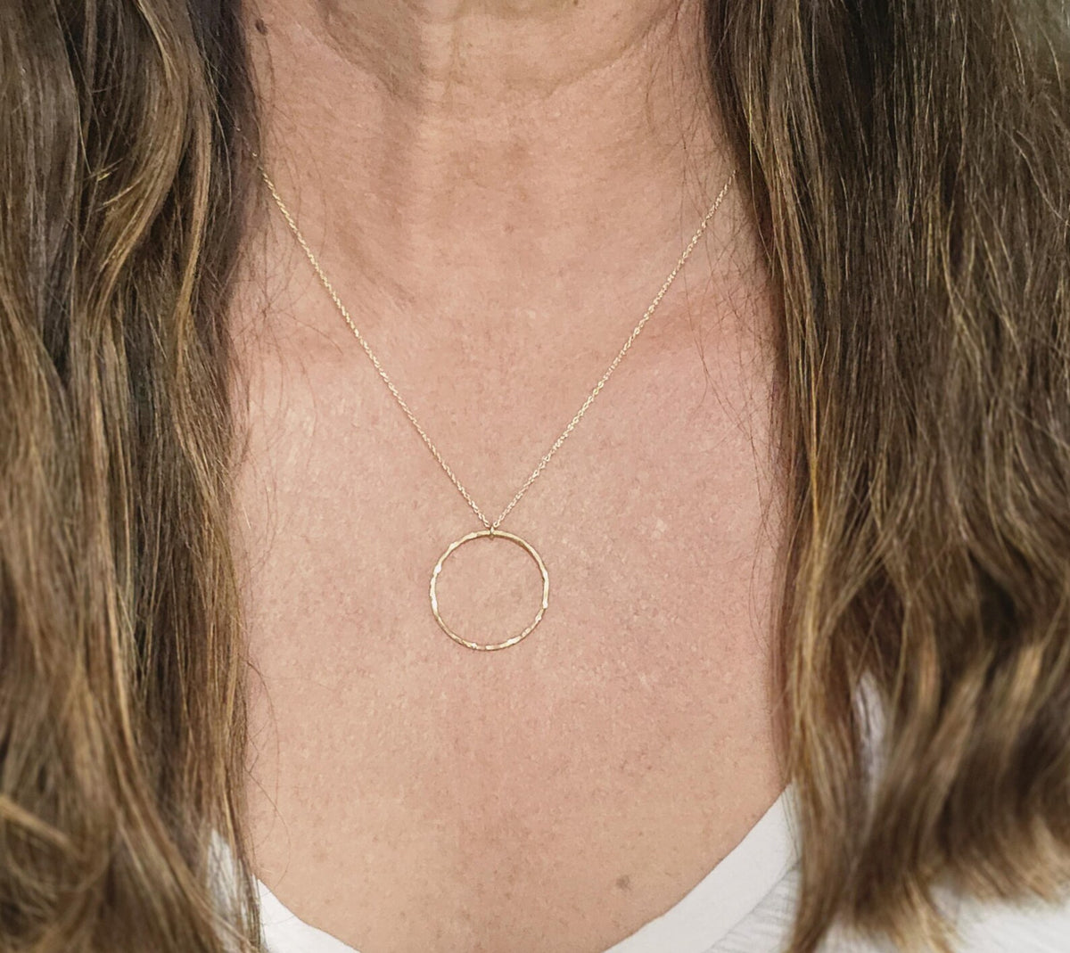 Large Circle Pendant Necklace, Sterling Silver, 14k Gold Fill My Store