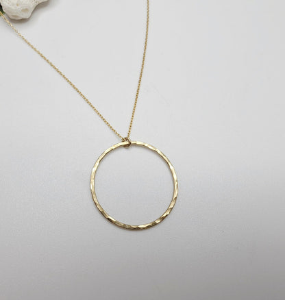 Large Circle Pendant Necklace, Sterling Silver, 14k Gold Fill My Store