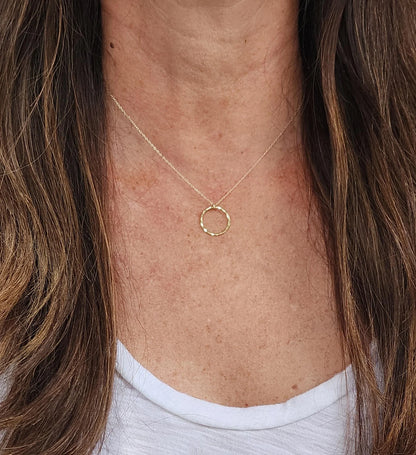 Small Circle Pendant Necklace, Sterling Silver, 14K Gold Fill My Store