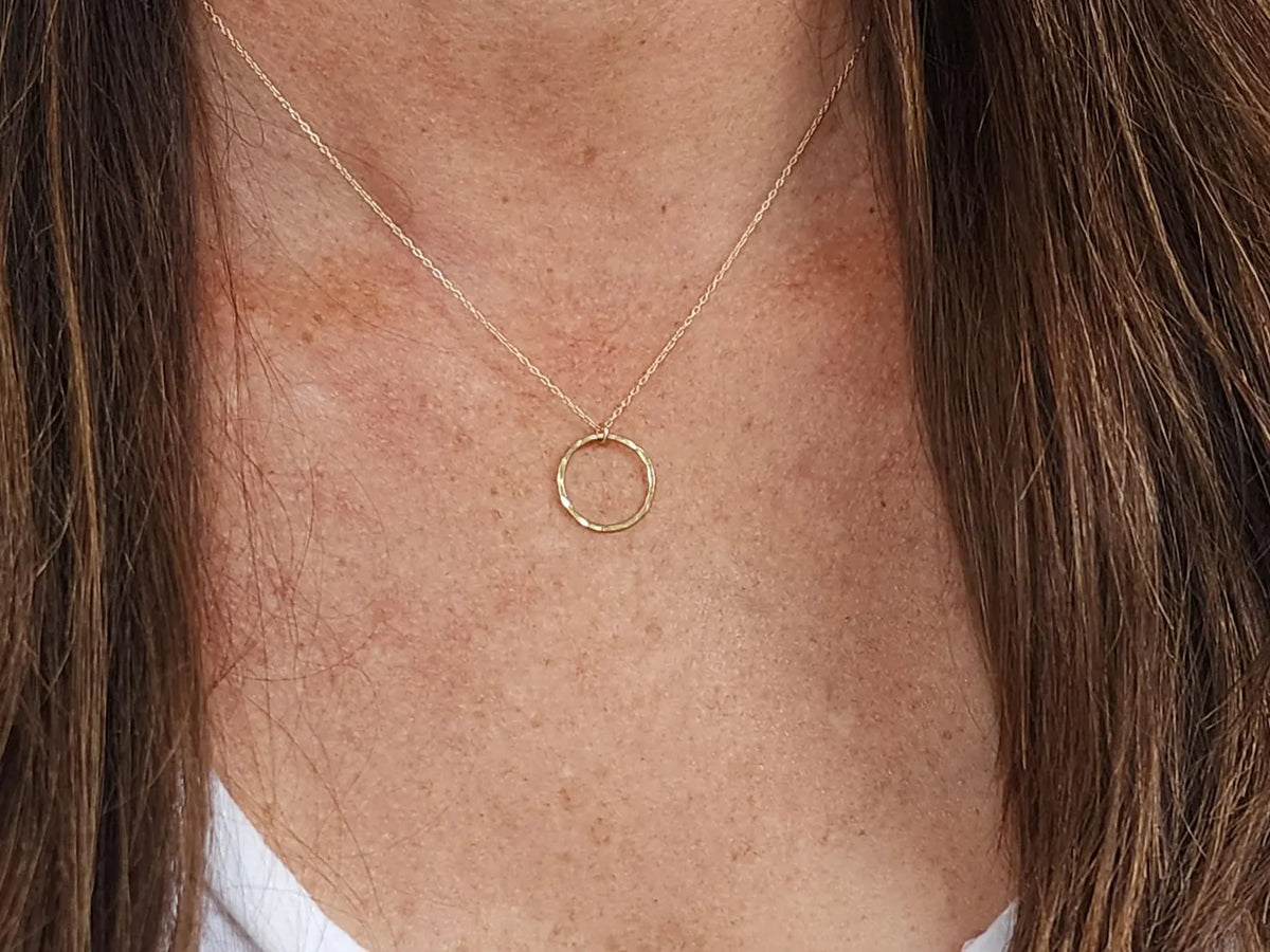 Small Circle Pendant Necklace, Sterling Silver, 14K Gold Fill My Store