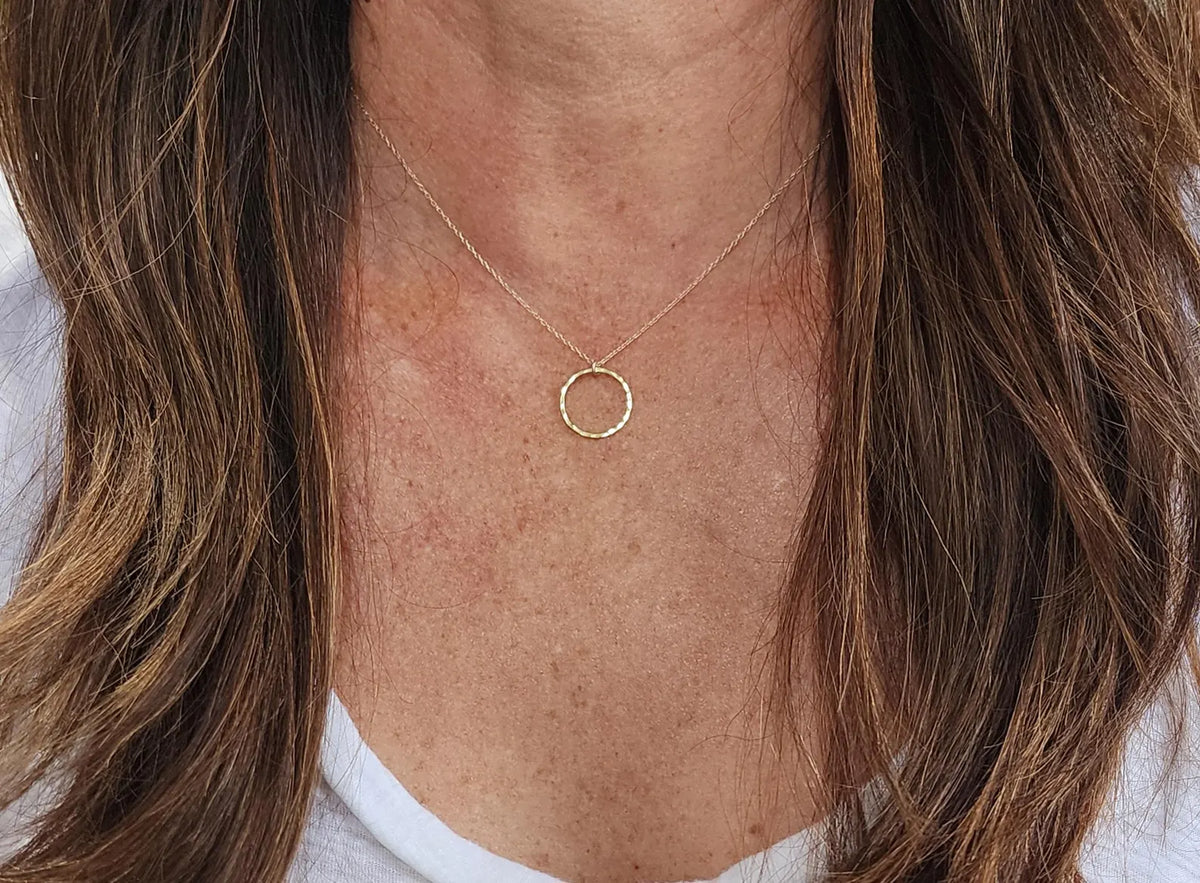 Small Circle Pendant Necklace, Sterling Silver, 14K Gold Fill My Store
