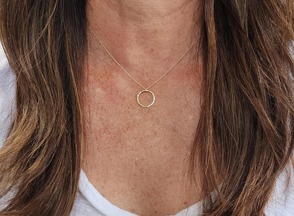Small Circle Pendant Necklace, Sterling Silver, 14K Gold Fill My Store