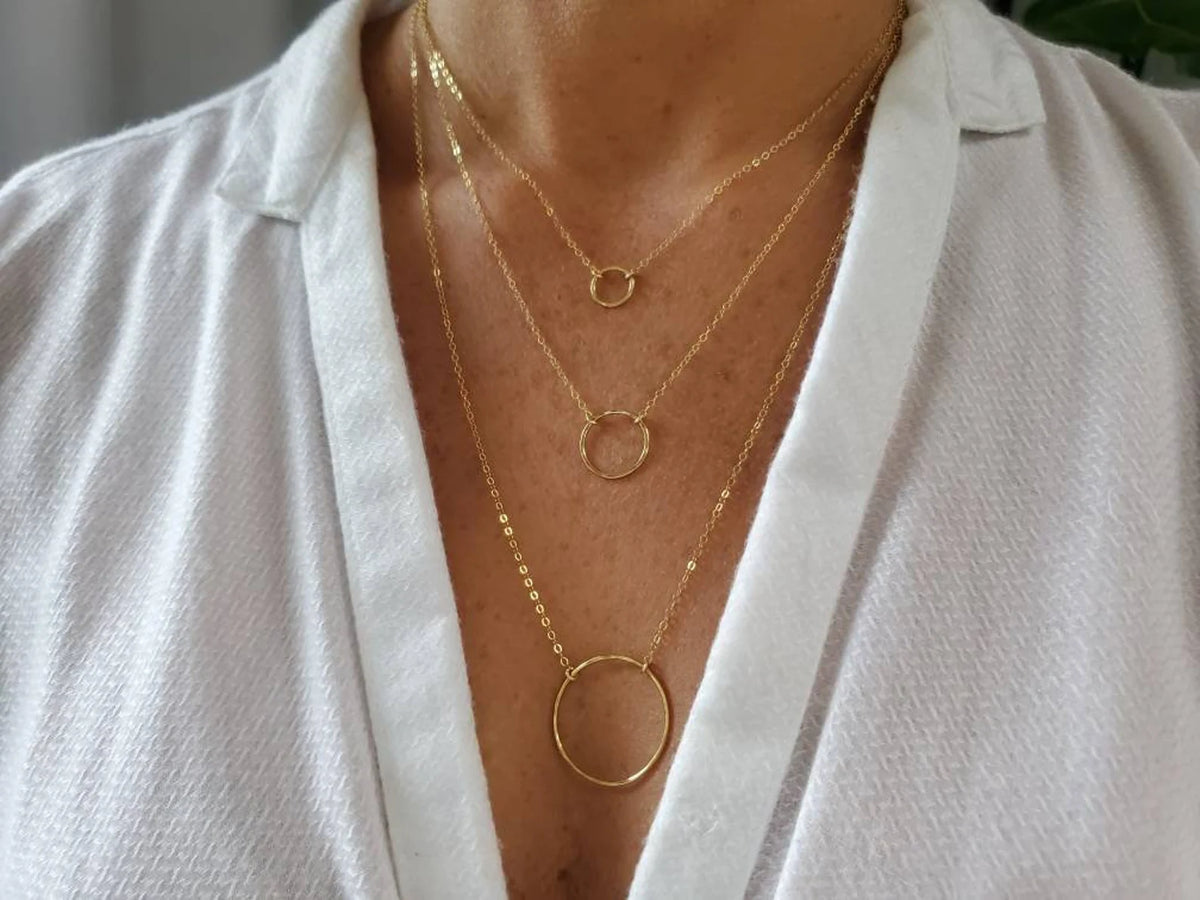 Set of 3 Circle Necklaces, 14k Gold Fill, Sterling Silver My Store