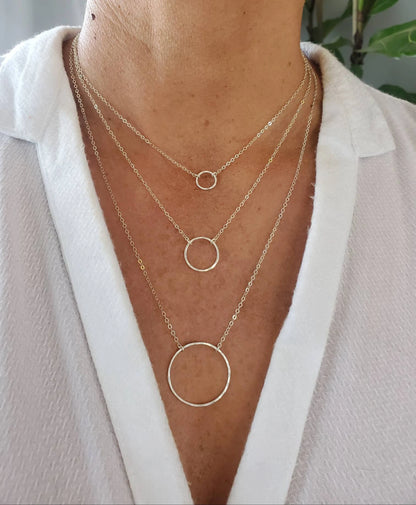 Set of 3 Circle Necklaces, 14k Gold Fill, Sterling Silver My Store