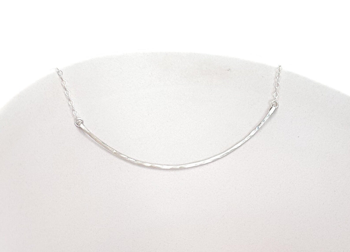 Large Gold Fill Curved Hammered Bar Necklace My Store