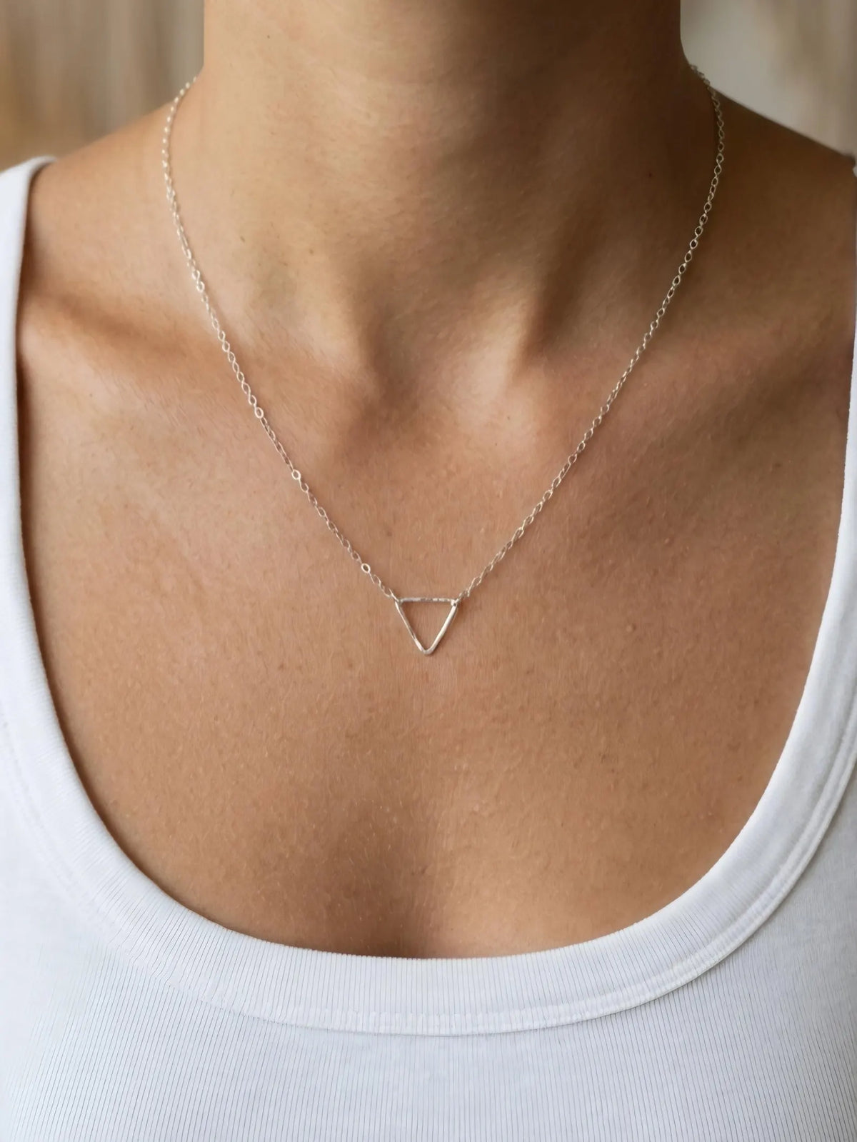 Dainty Open Sterling Silver Triangle Necklace My Store