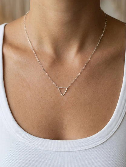 Dainty Open Sterling Silver Triangle Necklace My Store