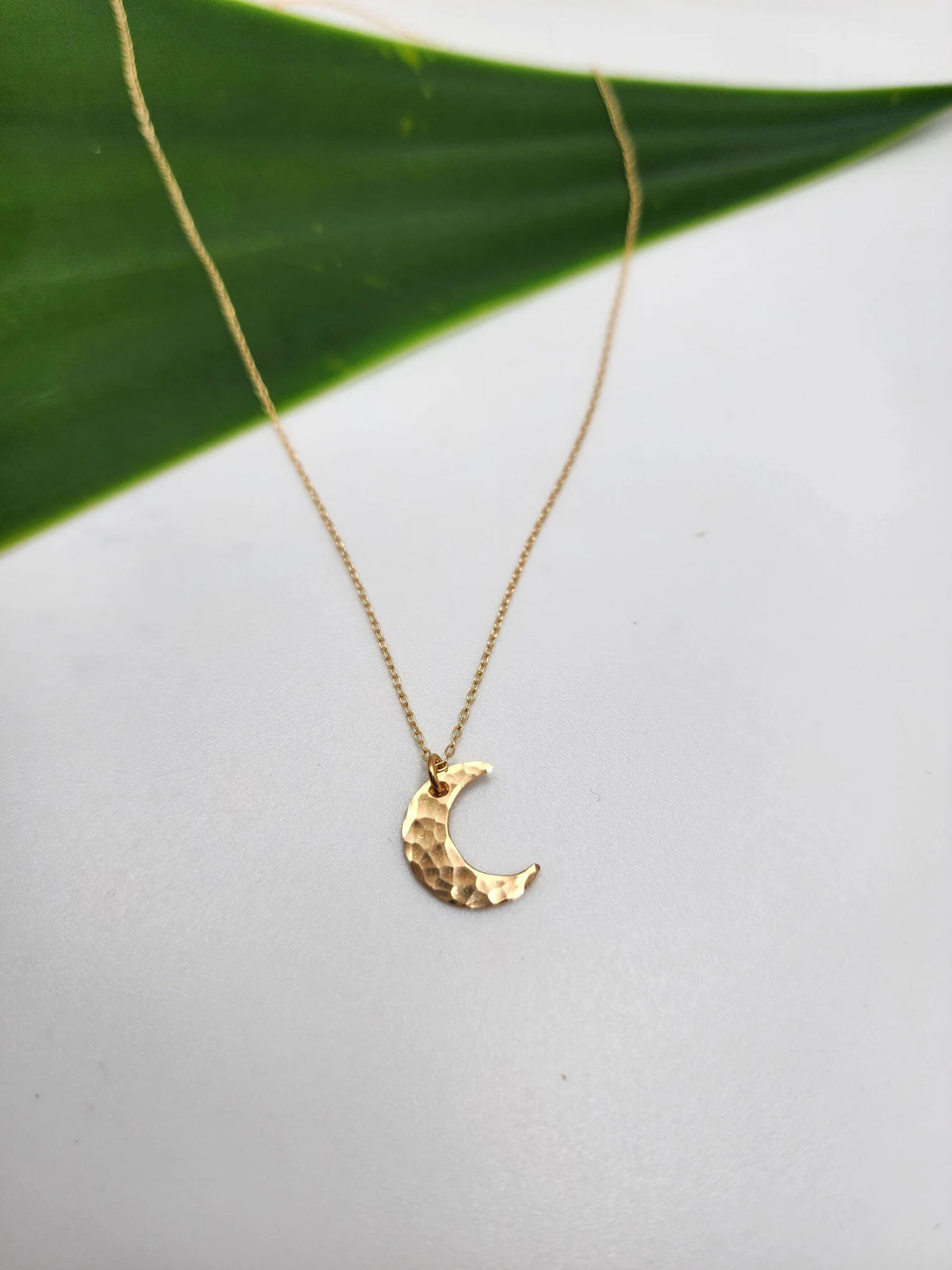 Small Hammered Moon Necklace, 14k Gold Fill, Sterling Silver My Store