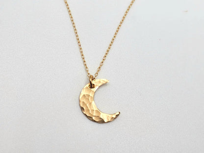Small Hammered Moon Necklace, 14k Gold Fill, Sterling Silver My Store