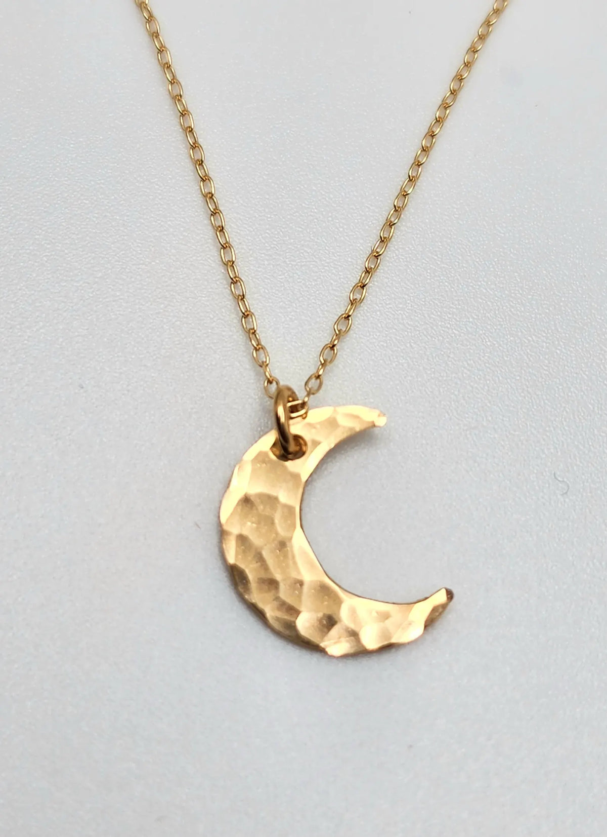 Small Hammered Moon Necklace, 14k Gold Fill, Sterling Silver My Store