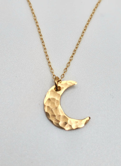 Small Hammered Moon Necklace, 14k Gold Fill, Sterling Silver My Store