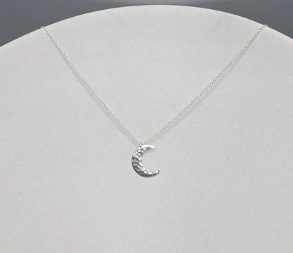 Small Hammered Moon Necklace, 14k Gold Fill, Sterling Silver My Store