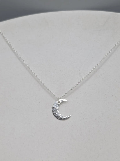 Small Hammered Moon Necklace, 14k Gold Fill, Sterling Silver My Store