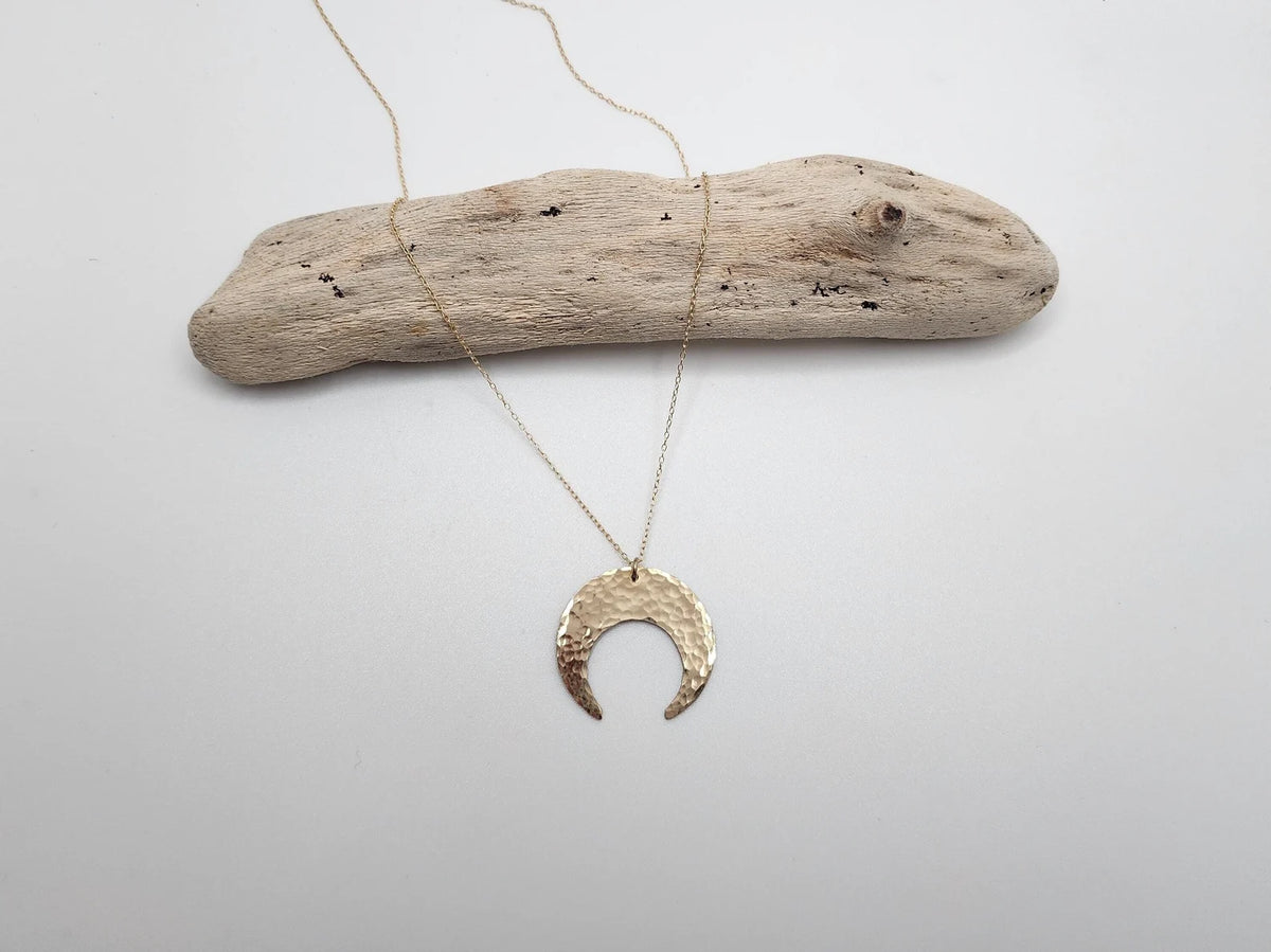 Large Inverted Crescent Moon Necklace, Silver, Gold My Store