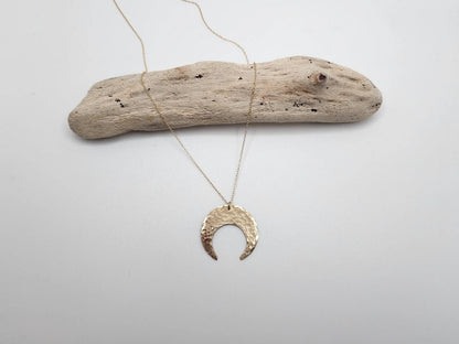 Large Inverted Crescent Moon Necklace, Silver, Gold My Store