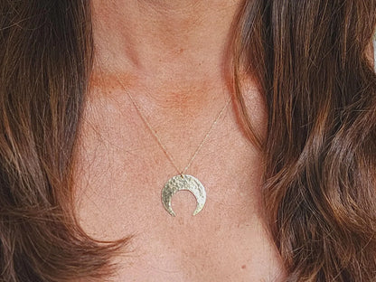 Large Inverted Crescent Moon Necklace, Silver, Gold My Store