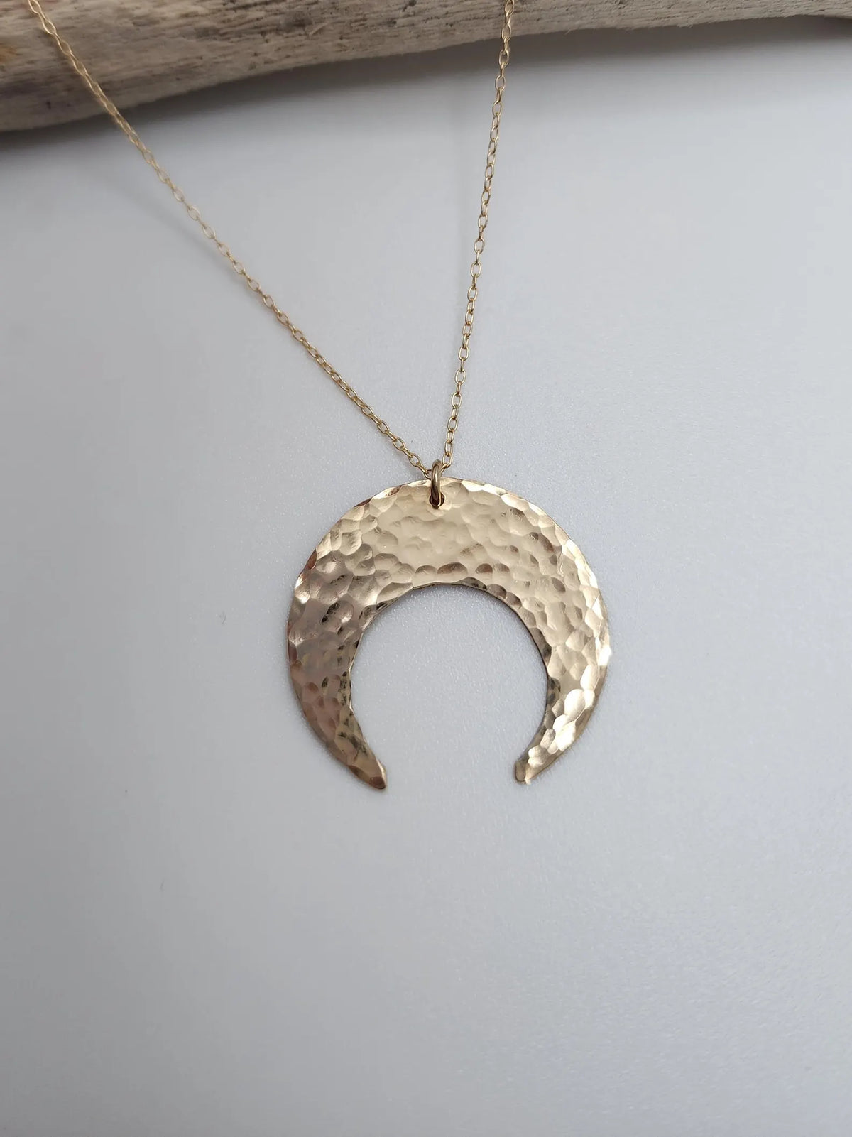 Large Inverted Crescent Moon Necklace, Silver, Gold My Store