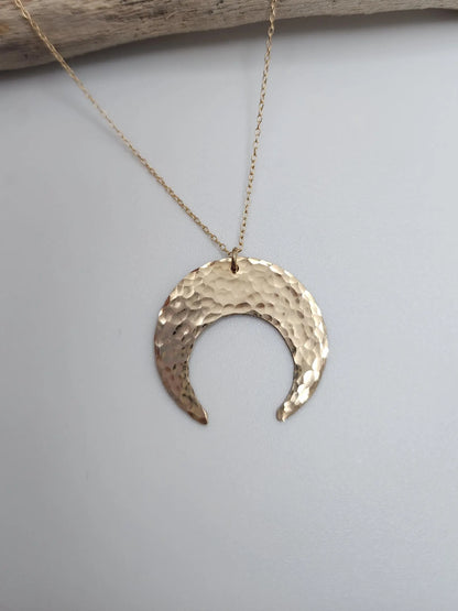Large Inverted Crescent Moon Necklace, Silver, Gold My Store