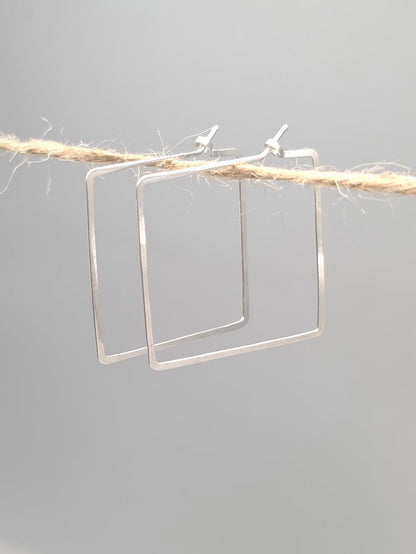 Square Hammered Hoop Earrings, Gold Fill, Sterling Silver My Store