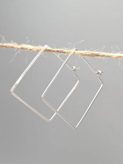 Square Hammered Hoop Earrings, Gold Fill, Sterling Silver My Store