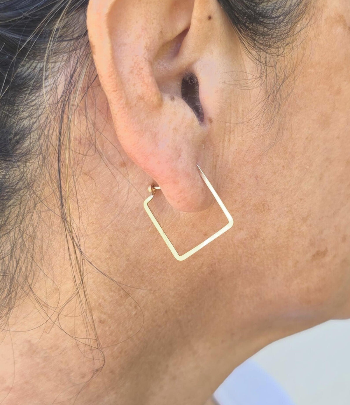Square Hammered Hoop Earrings, Gold Fill, Sterling Silver My Store