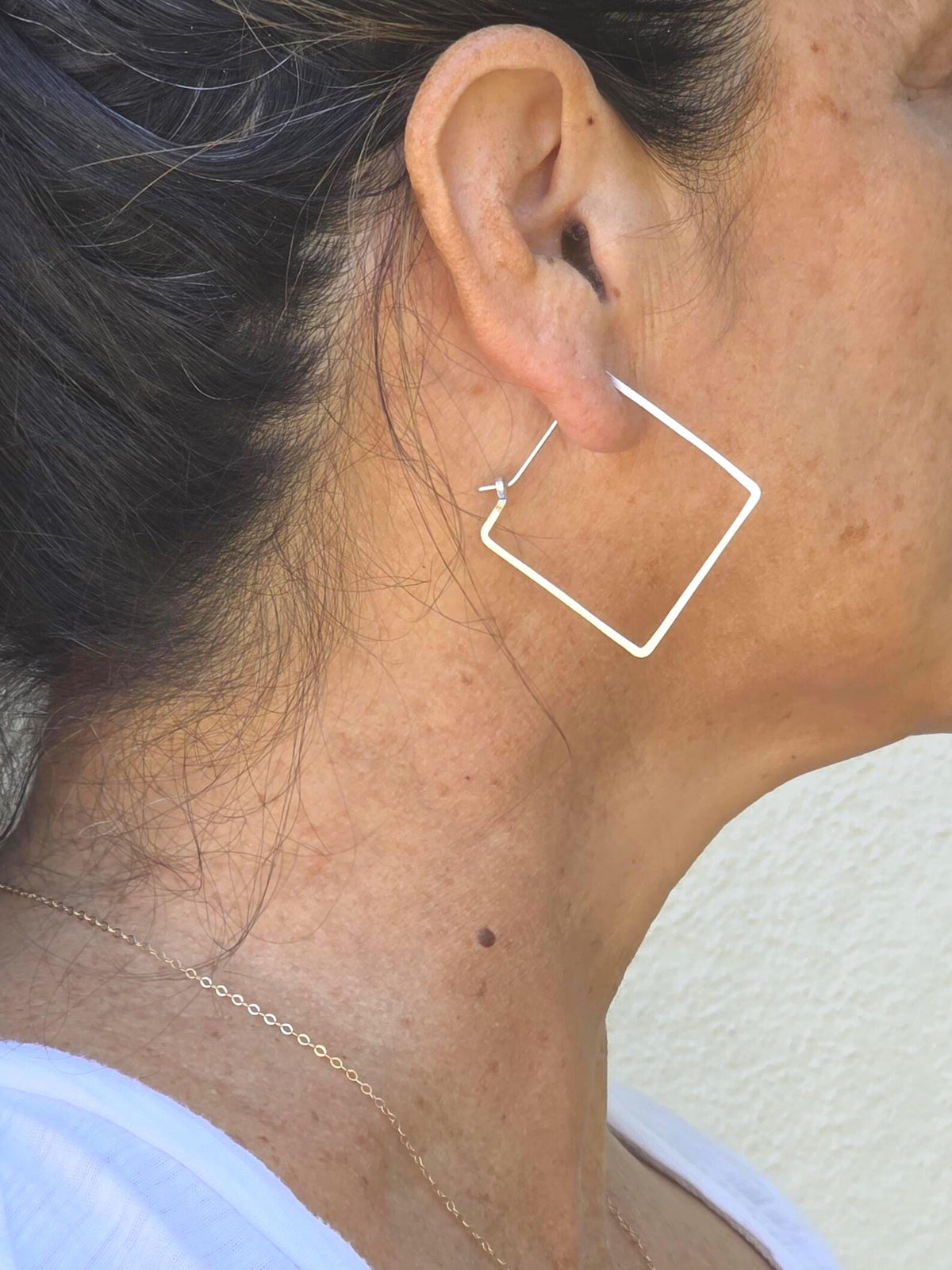 Square Hammered Hoop Earrings, Gold Fill, Sterling Silver My Store