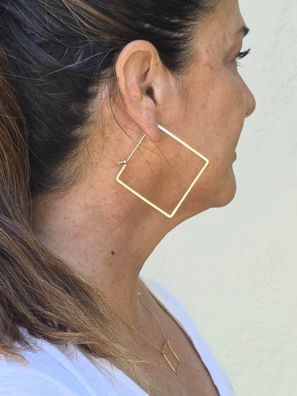 Square Hammered Hoop Earrings, Gold Fill, Sterling Silver My Store