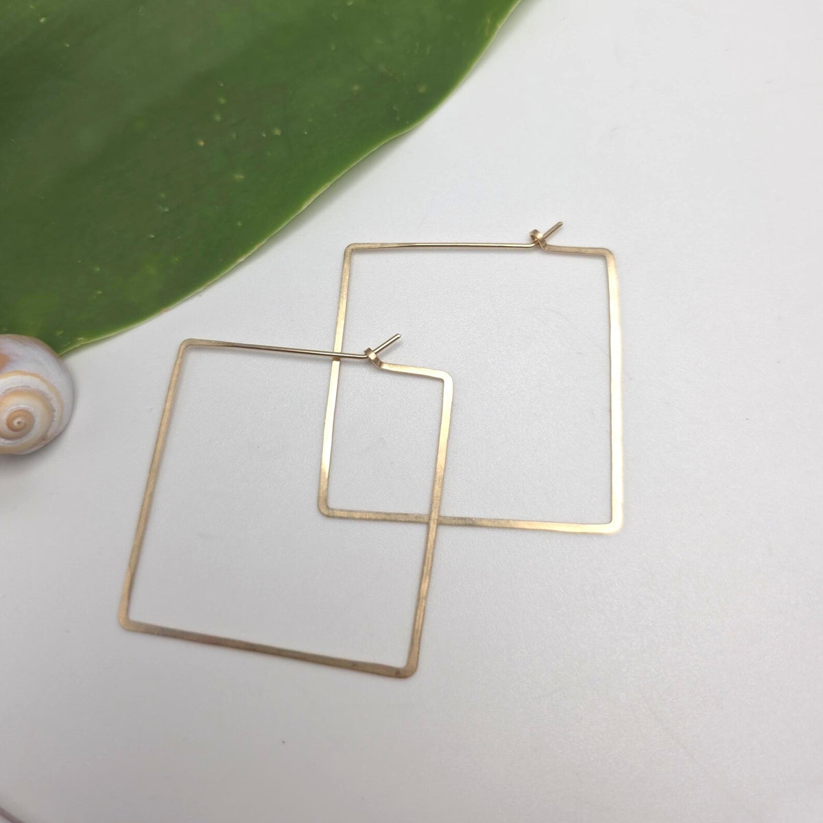 Square Hammered Hoop Earrings, Gold Fill, Sterling Silver My Store