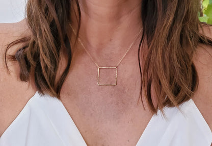 14K Gold Fill Open Square Necklace My Store
