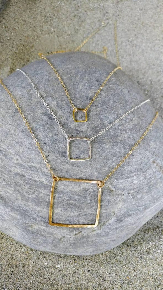 14K Gold Fill Open Square Necklace My Store