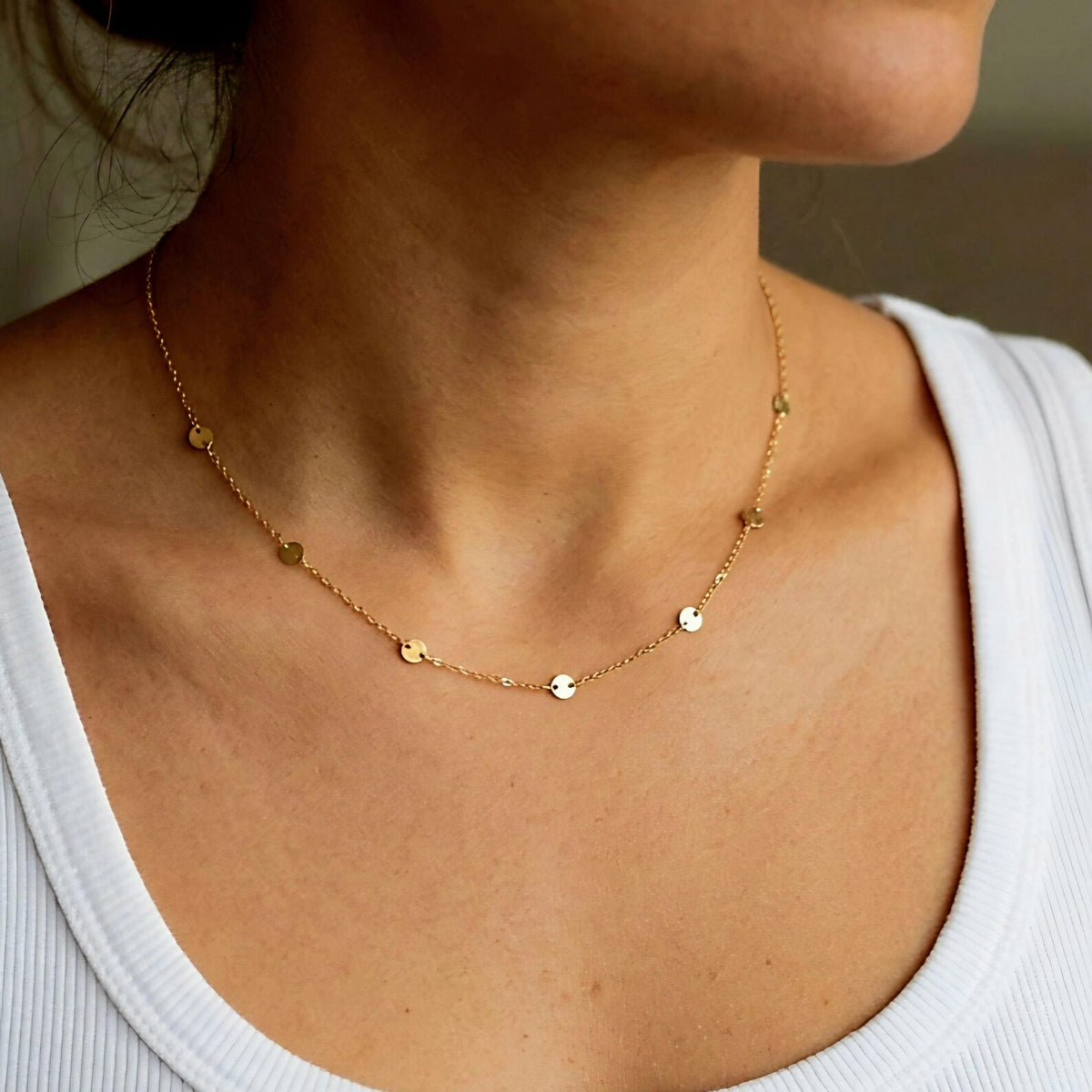 14k Gold Fill Sequin and Chain Necklace My Store