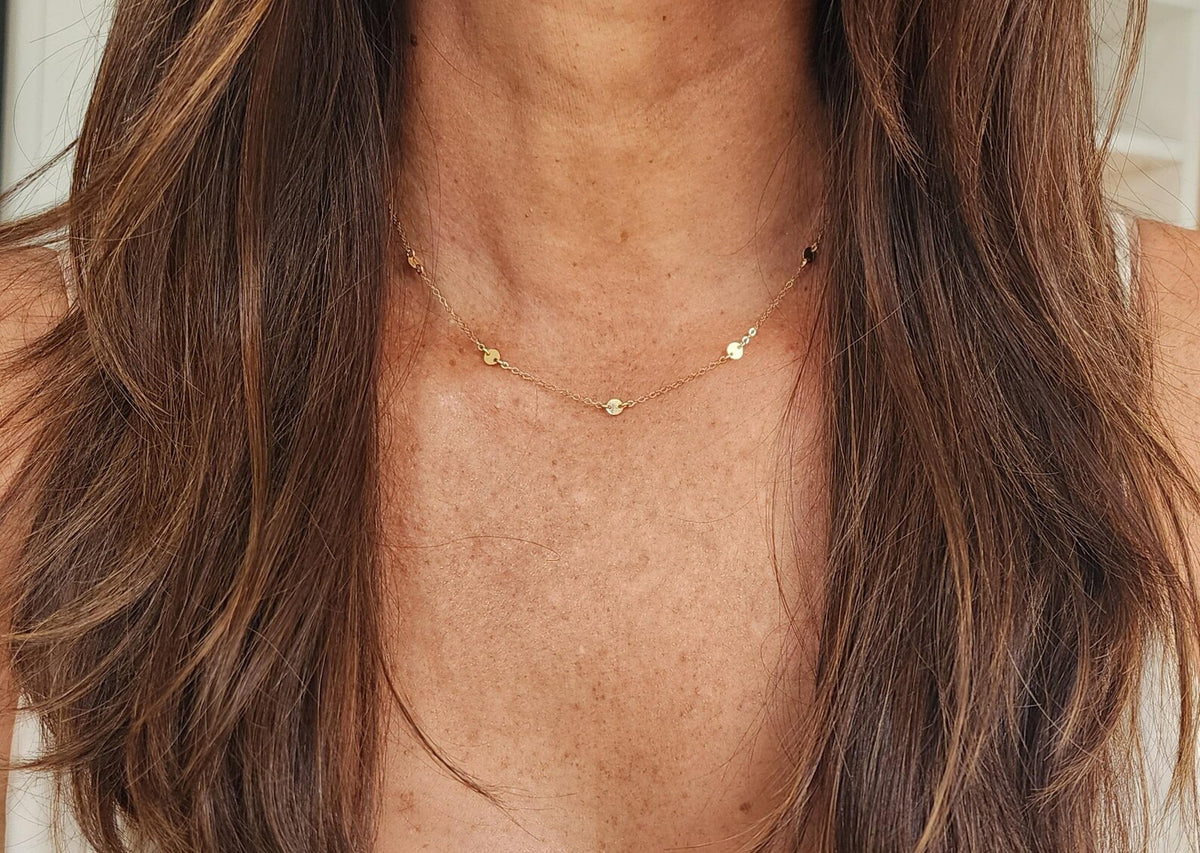 14k Gold Fill Sequin and Chain Necklace My Store
