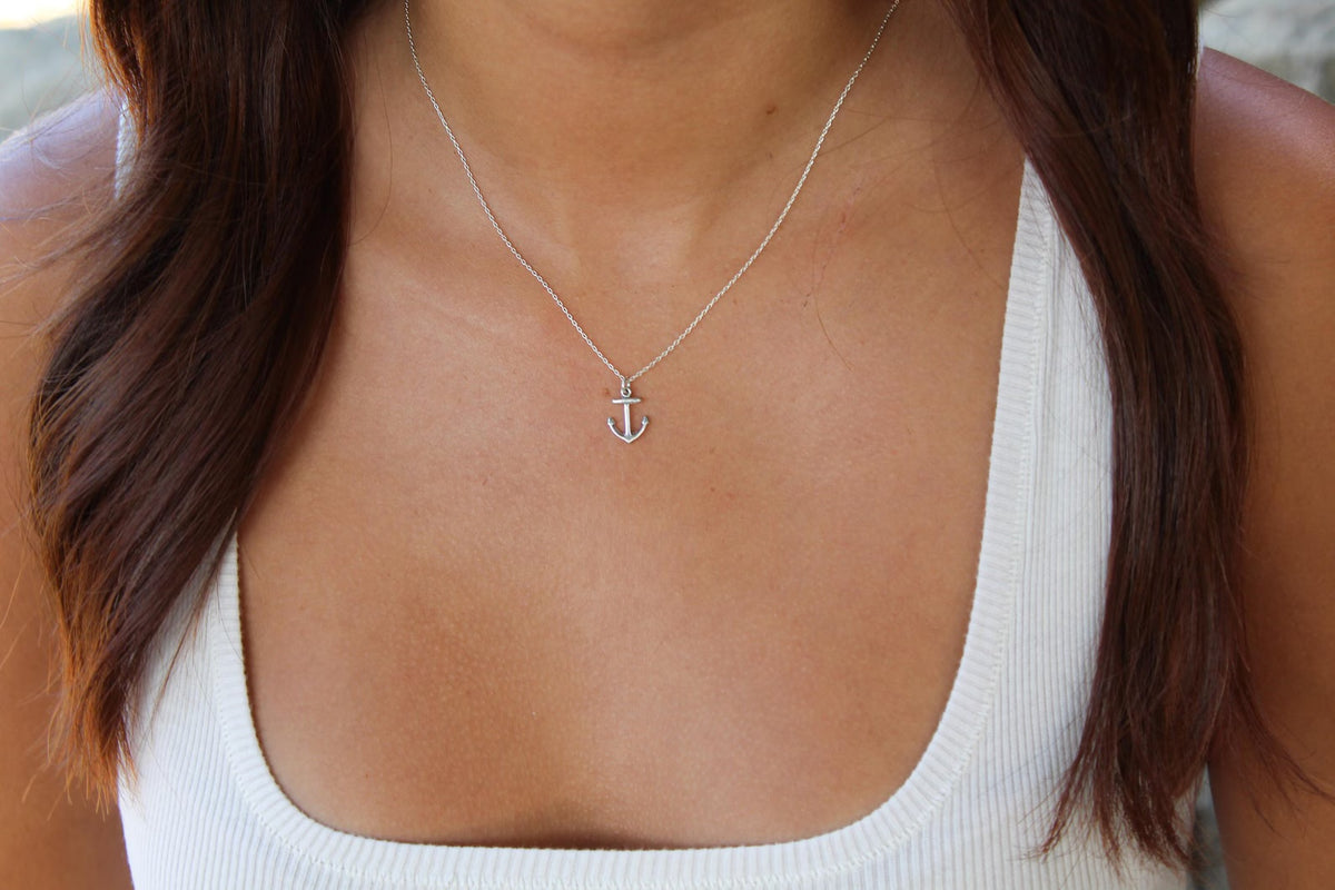 Small Sterling Silver Anchor Pendant Necklace My Store