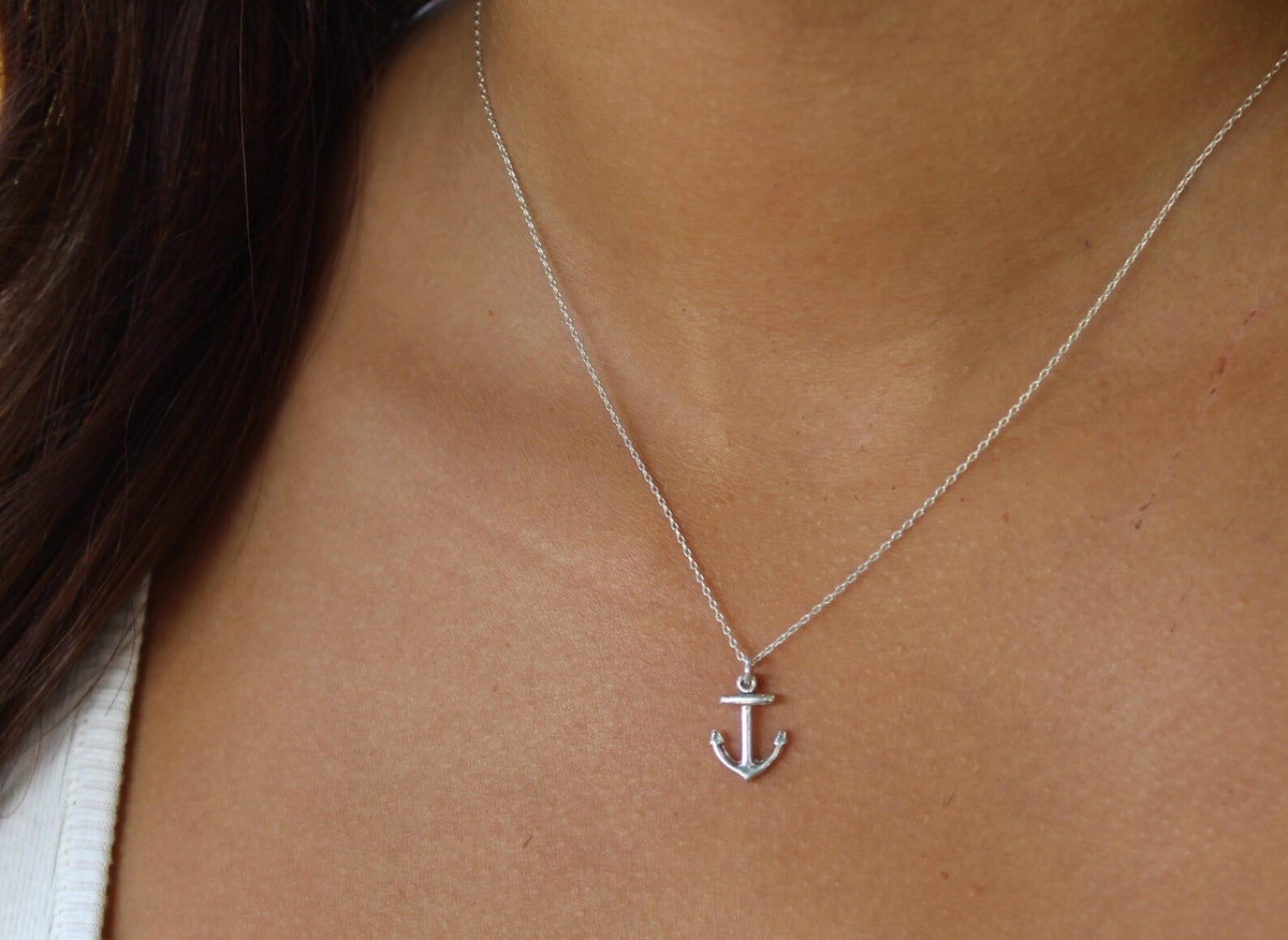 Small Sterling Silver Anchor Pendant Necklace My Store