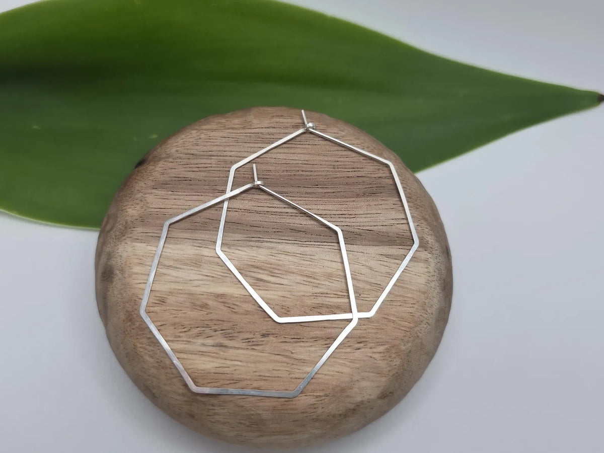 Hexagon Hoop Earrings, 14k Gold Filled My Store