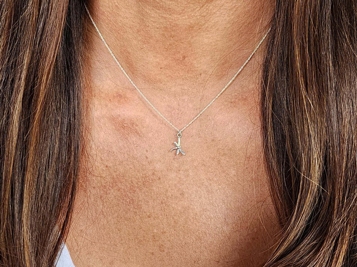 Tiny 3D Sterling Silver Dragonfly Necklace My Store