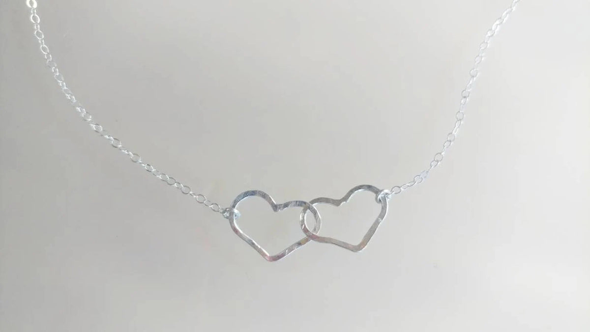 Double Heart Necklace, Sterling Silver, Gold Fill, Mixed Metal My Store